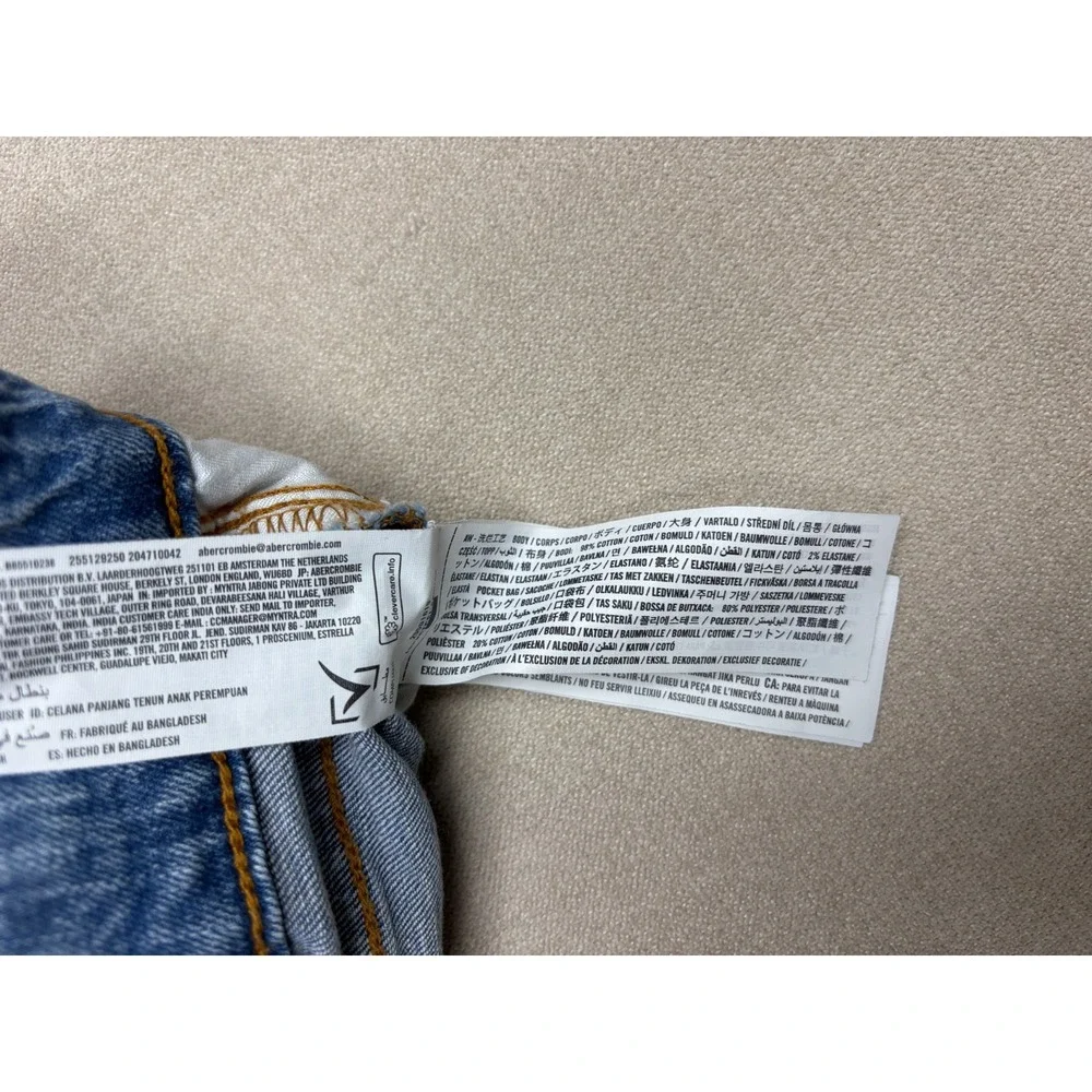 Abercrombie Kids Jeans Girls 15/16 Blue High Rise Wide Leg Denim Bow Crochet